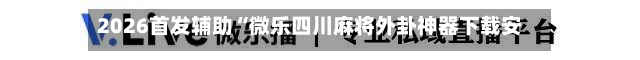 2026首发辅助“微乐四川麻将外卦神器下载安装	”详细开挂教程官方正版下载-第2张图片