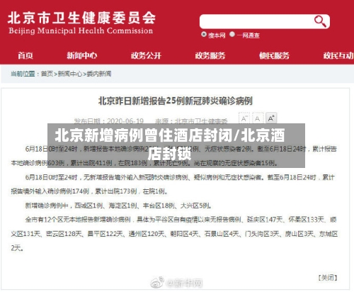 北京新增病例曾住酒店封闭/北京酒店封锁