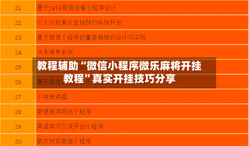 教程辅助“微信小程序微乐麻将开挂教程”真实开挂技巧分享-第3张图片
