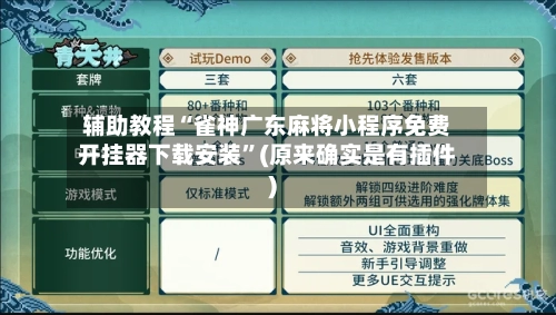 辅助教程“雀神广东麻将小程序免费开挂器下载安装”(原来确实是有插件)-第2张图片