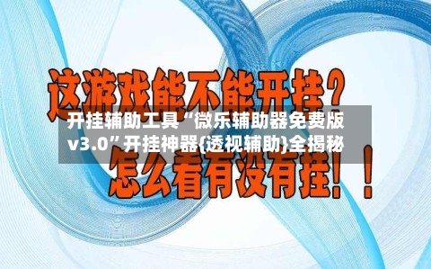 开挂辅助工具“微乐辅助器免费版v3.0”开挂神器{透视辅助}全揭秘