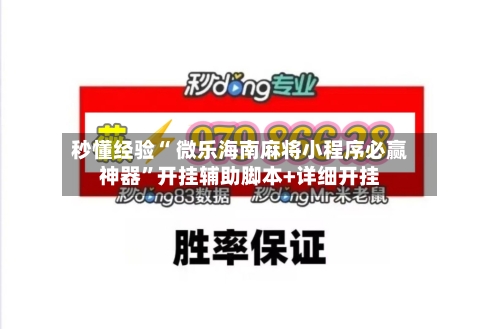 秒懂经验“ 微乐海南麻将小程序必赢神器”开挂辅助脚本+详细开挂