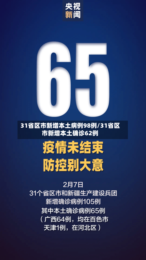 31省区市新增本土病例98例/31省区市新增本土确诊62例
