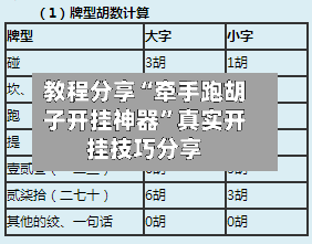教程分享“牵手跑胡子开挂神器”真实开挂技巧分享