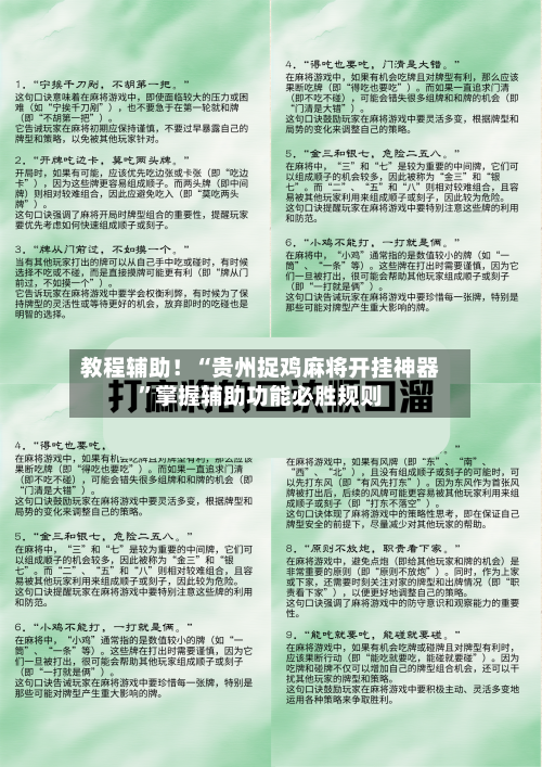 教程辅助！“贵州捉鸡麻将开挂神器”掌握辅助功能必胜规则-第3张图片