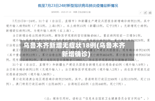 乌鲁木齐新增无症状18例(乌鲁木齐新增确诊)-第3张图片