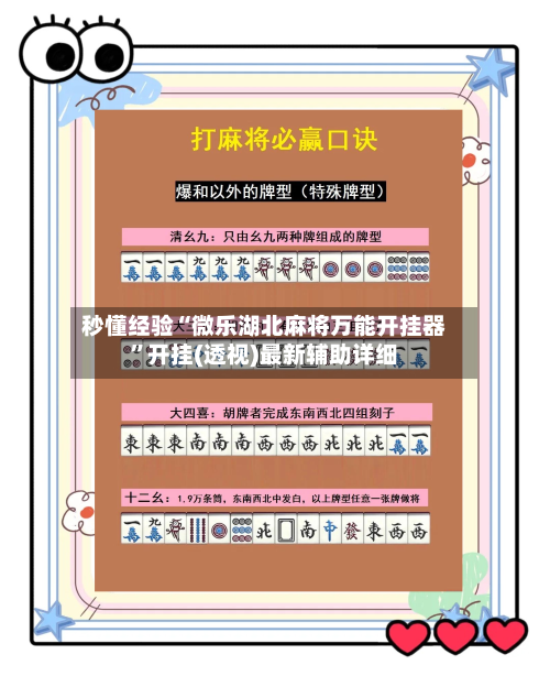 秒懂经验“微乐湖北麻将万能开挂器	”开挂(透视)最新辅助详细-第2张图片