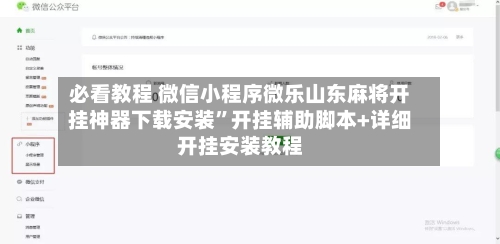 必看教程 微信小程序微乐山东麻将开挂神器下载安装	”开挂辅助脚本+详细开挂安装教程-第2张图片